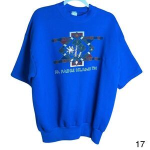 froot of the loom xl blue south padre tx vintage usa short sleeve sweater